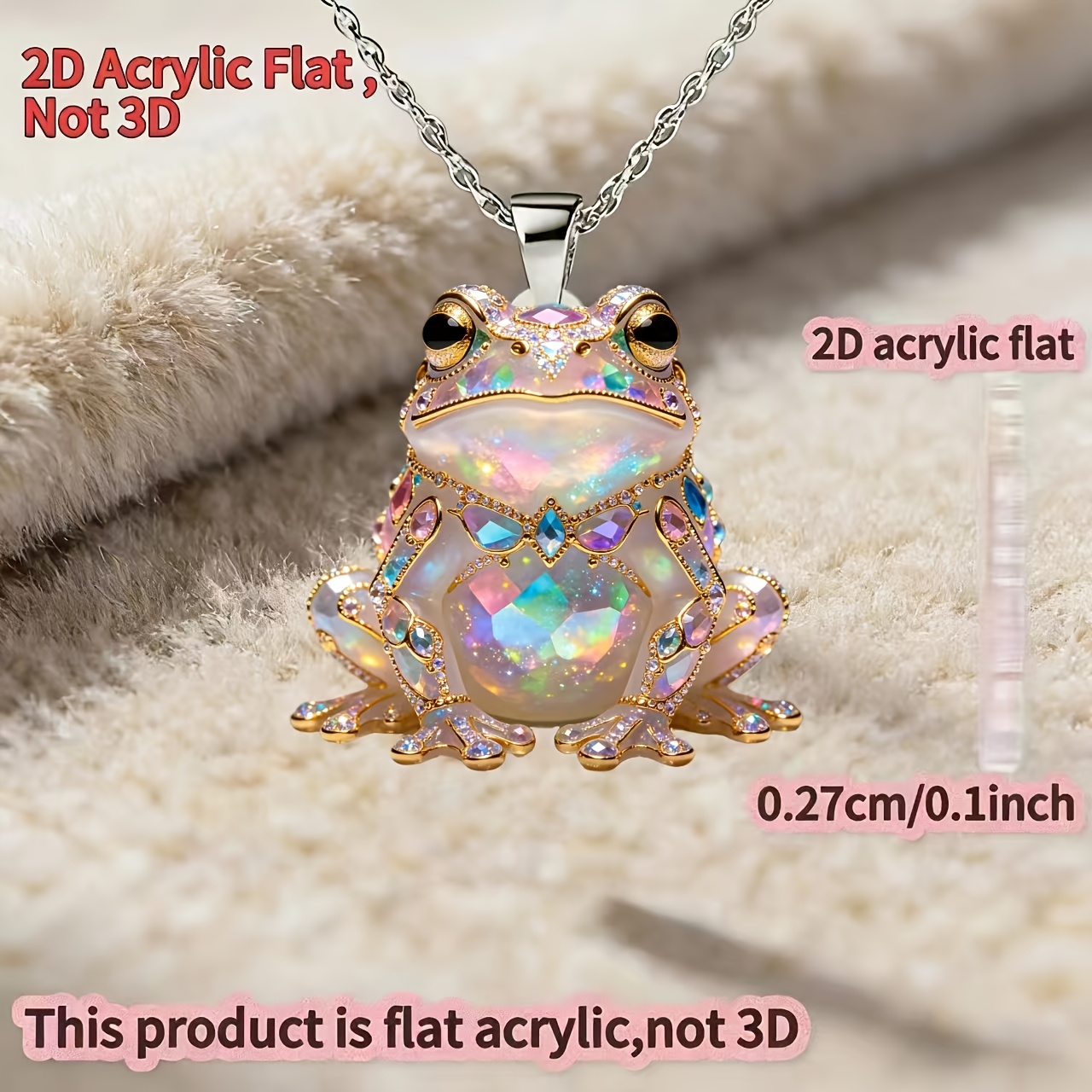 2D Acrylic Frog Women's Pendant Necklace