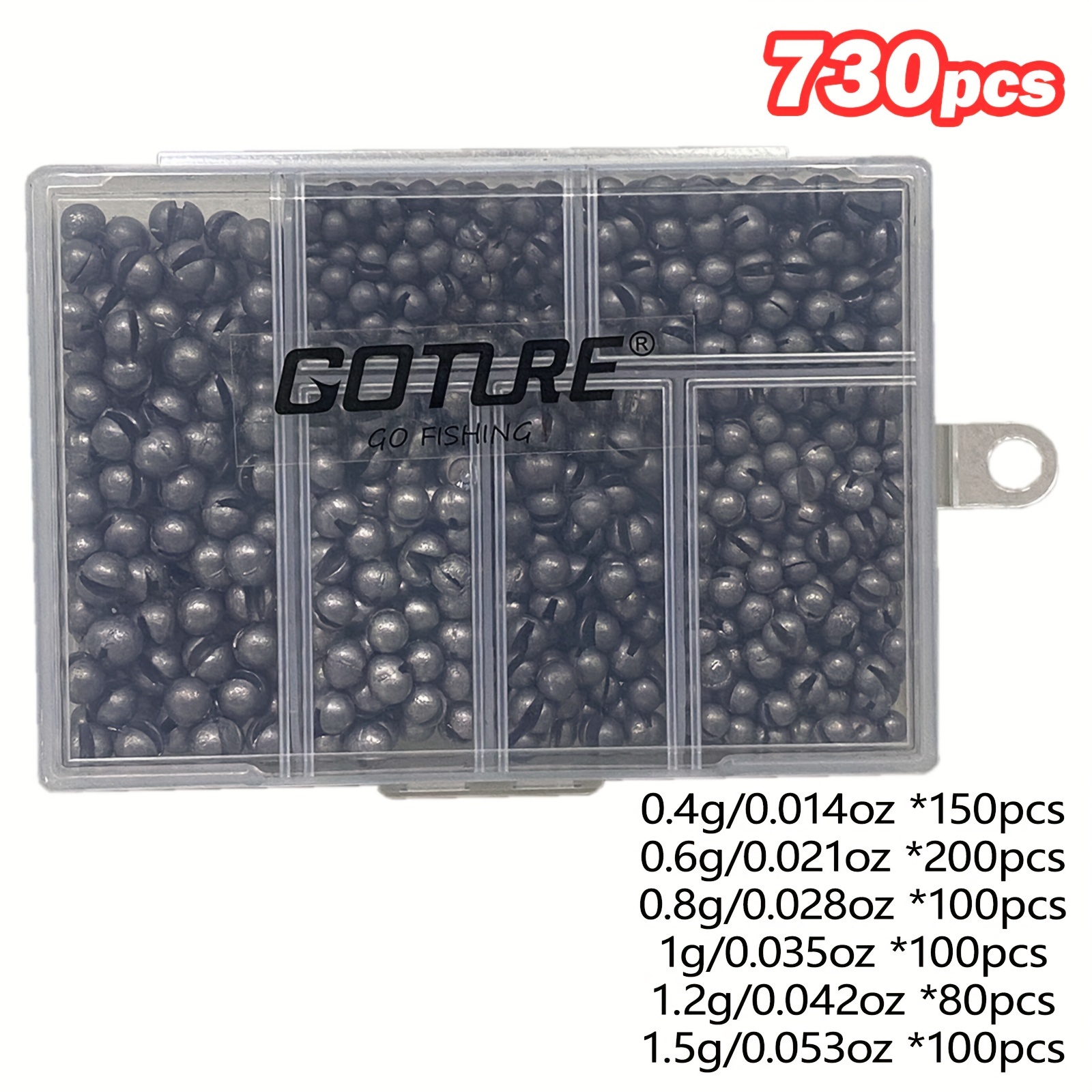 Goture 600/730pcs Removable Split-shot, Lead Sinking Fishing Sinkers, Fishing Weights Sinkers