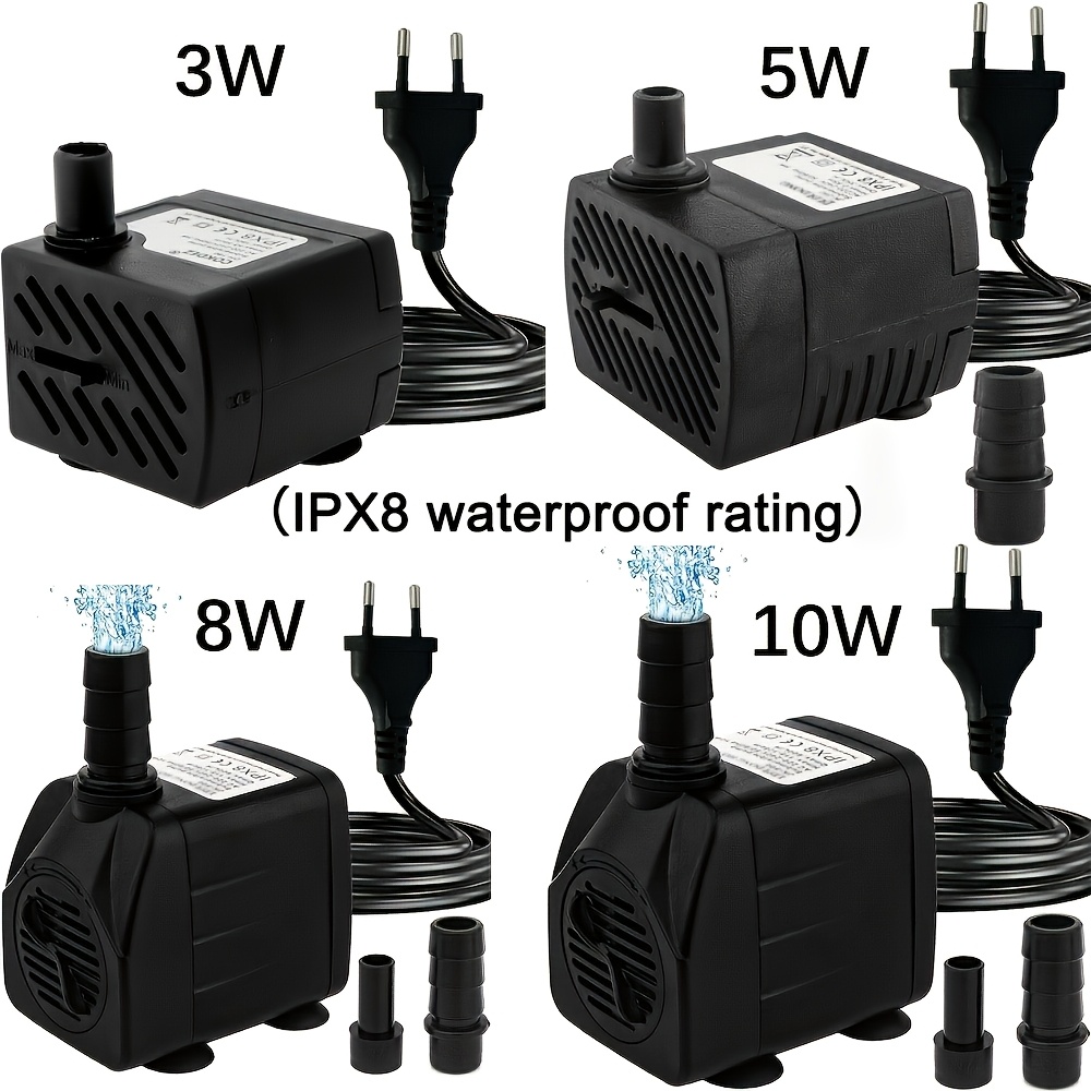1 kom ac 220v potopna vodena pumpa (3w/5w/8w/10w) s eu utikačem – prikladna za akvarije, fontane, ribnjake i vrtne vodene značajke
