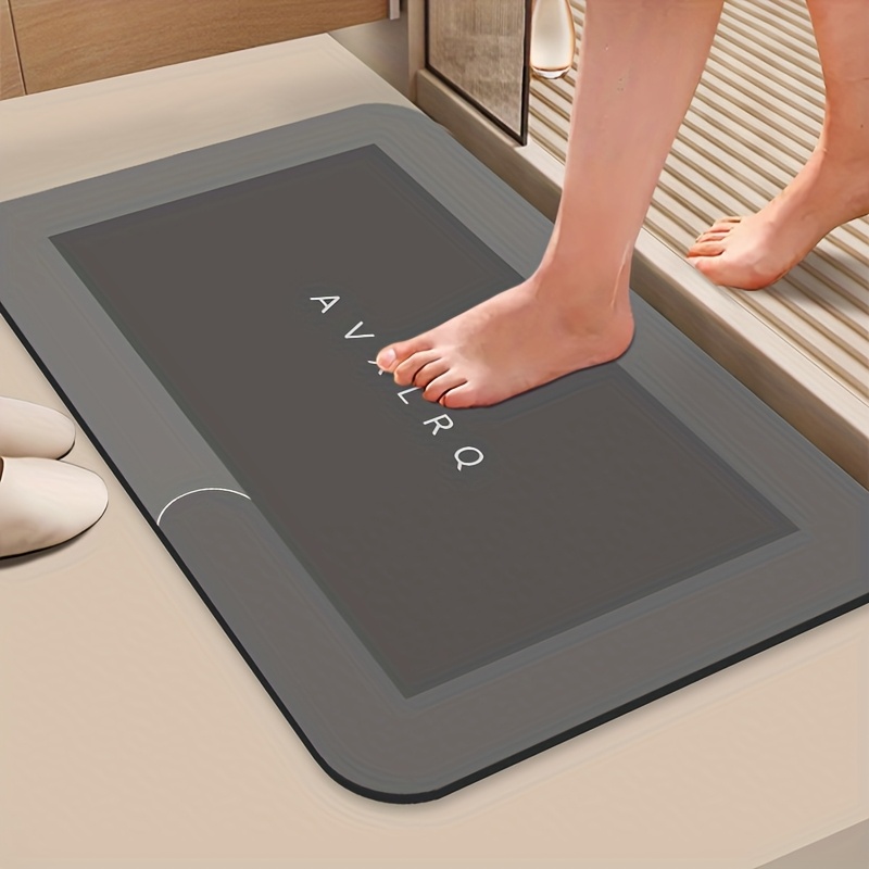 TEMU Tapis de salle de bain épais en diatomite antidérapant - Forte absorption d'eau, tapis de douche à séchage rapide, couverture de chevet douce et