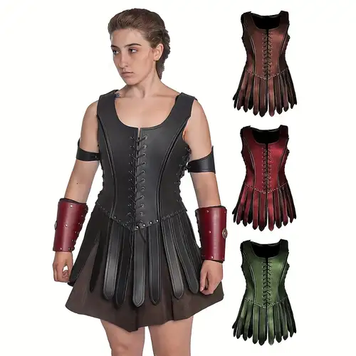 ladies gothic steampunk dress corset roman medieval faux leather costume set cosplay - toys & games - Temu ladies gothic steampunk dress corset roman medieval faux leather costume set cosplay - toys & games - Temu