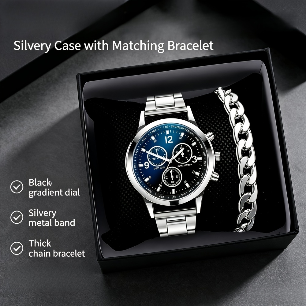 TEMU Fashion Men's Watch Luxury Calendar Wristwatch Business Watches Men's Clock Male Bracelet Wristwatch, Without Battery