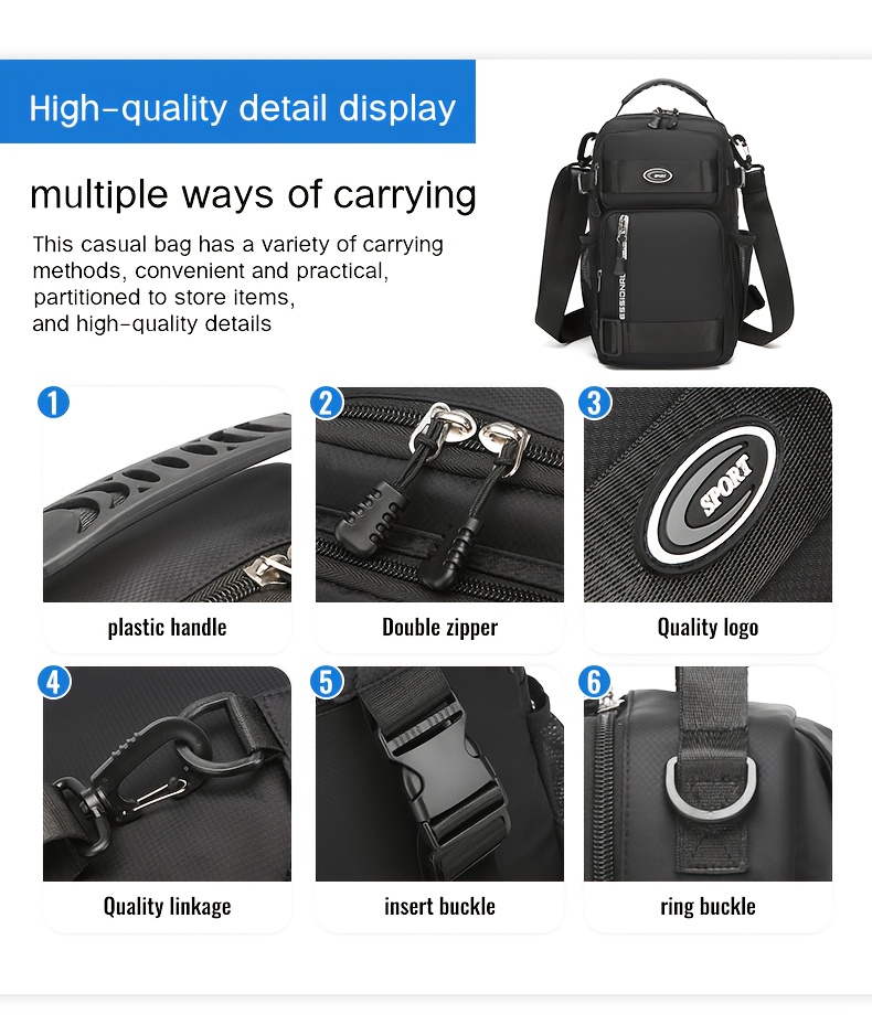 Wasserdichte Sling-brusttasche Mit Fächern Für Herren_voghion.com