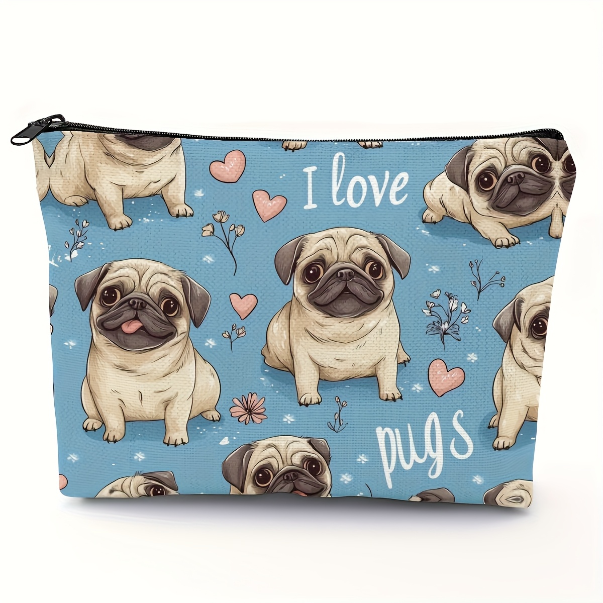 TEMU 1 sac à cosmétiques avec un motif de dessin animé de chien bouledogue, robuste et lavable, idéal pour ranger ses pièces de monnaie