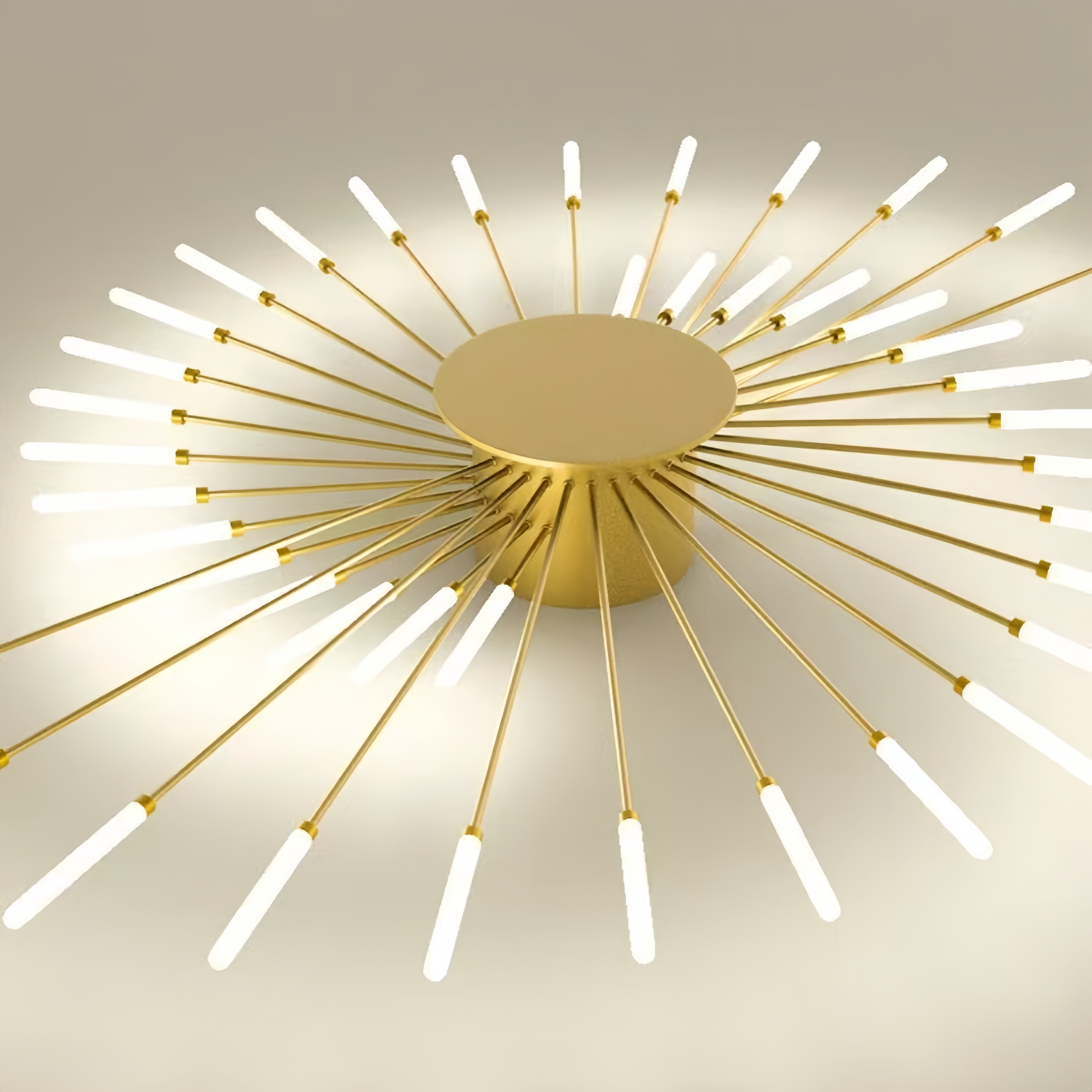 Modern Minimalist Warm White LED Ceiling Light with 42 Golden Firework Design - Sleek Metal Acrylic Fixture for Living Room, Dining Room, Bedroom - No Remote or Switch Included, Living Room Decor | Minimalist Light Fixture | Acrylic Diffuser
