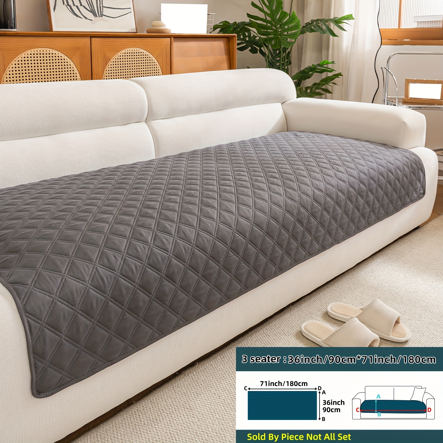 TEMU This 1pc Anti-slip Sofa Cover Features Ultrasonic Embossing Technology With A Modern Minimalist Double-line Diamond . Made From Pet-friendly,