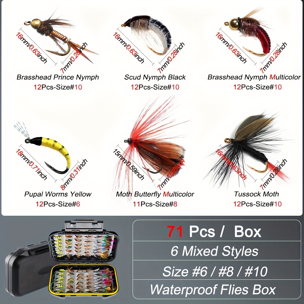 Fly Fishing Flies Kit-24pcs/45pcs/71pcs Trout Flies Fly Fishing Lures With Fly Fishing Box Fly Fishing Assortment Kit For Fly Fishing Flies Dry Wet Flies
