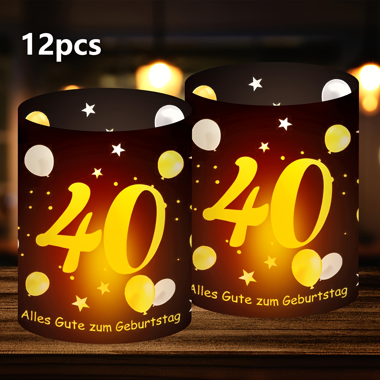 Image of 6/8/12pcs Birthday Lantern Table Decorations For Tea Lights Or Candles, Happy Birthday Lantern Table Decorations, Birthday Decorations And Dinner For Men's And Women's Parties