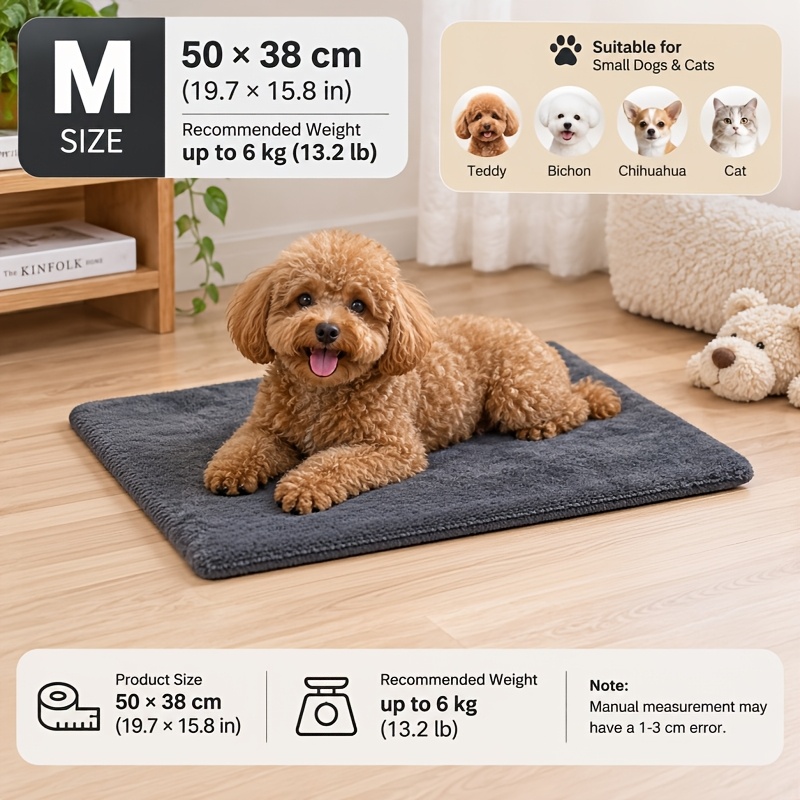 TEMU Soft Plush Self-warming Pet Mat For , Cozy Sleeping Pad With Built-in Aluminum Foil For Heat , Lightweight Comfortable Dog Bed Mat, Cat Bed Mat