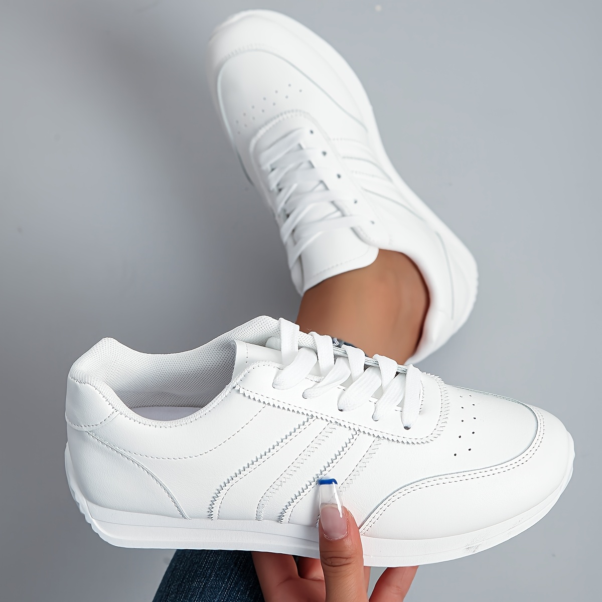TEMU Women'-cushioned Sneakers With Arch Support & Slip-resistant Sole - Breathable Mesh Low-top Sneakers Suitable For Running, Gym, Walking, Casual
