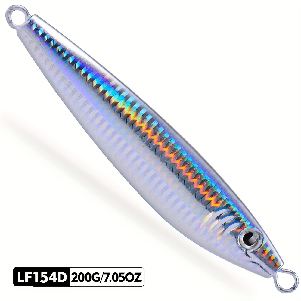 Image of 1pc Glow Jigging Lure, Mixed Color Iron Metal Fishing Jigs, Reflective Laser Body, 40-120g, For Saltwater Deep Sea Laser Reflective Body Without Hook Mixed
