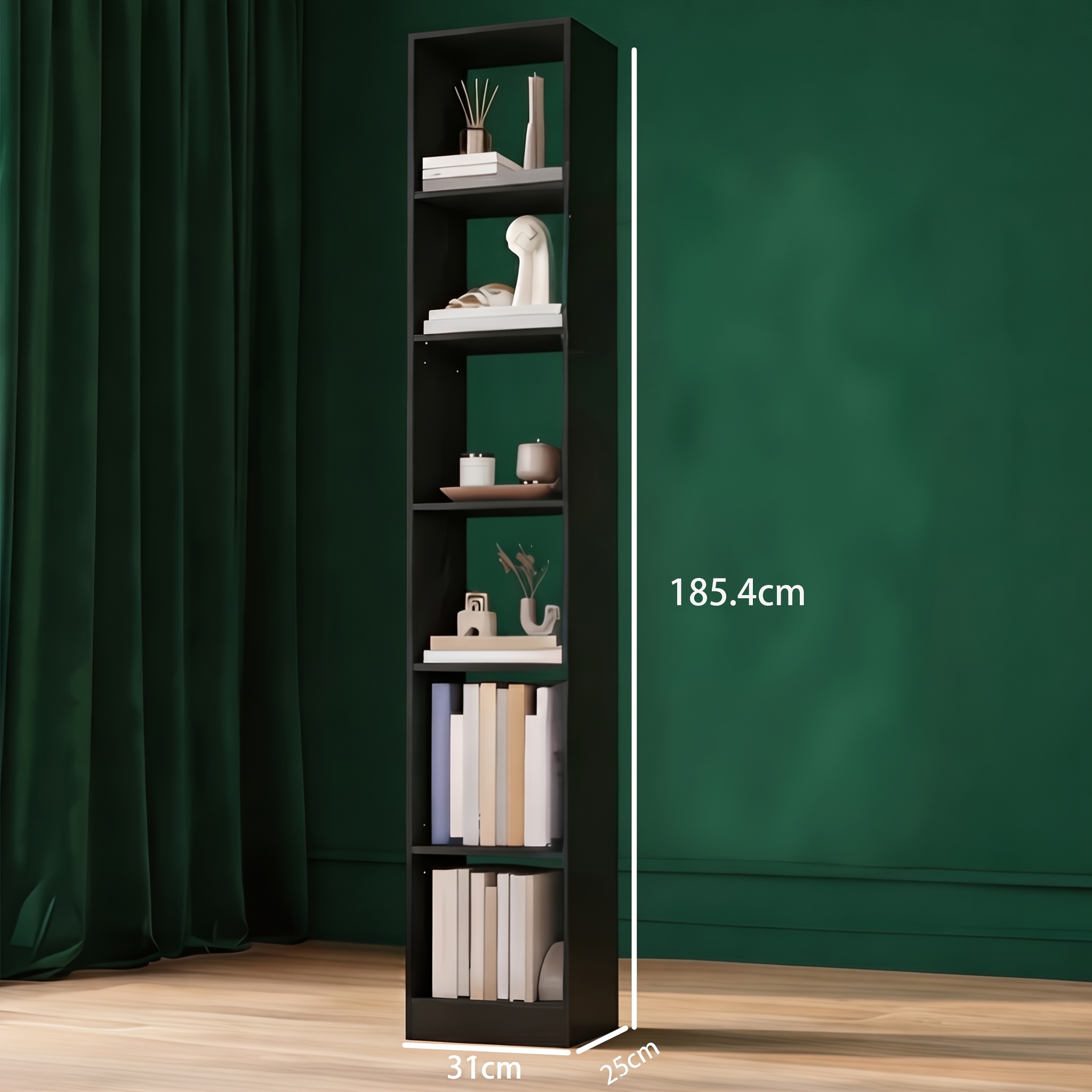 Tall Bookcase, 6 Open Storage Shelves, Adjustable Shelf , Back Panel To Prevent Items From Falling Out, Anti-tip Design, Suitable For Living Rooms, Studies And , Storage Unit