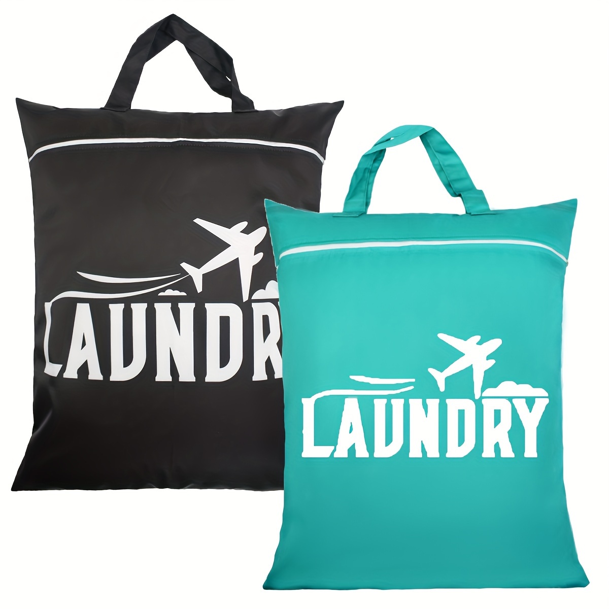 TEMU 2-pack Travel Laundry Bags - Large, Durable Polyester Wet Dry Bags With Handles, Zippered, Reusable For Gym, Swim, Workout Gear, Suitable For Adults (mixed Colors)