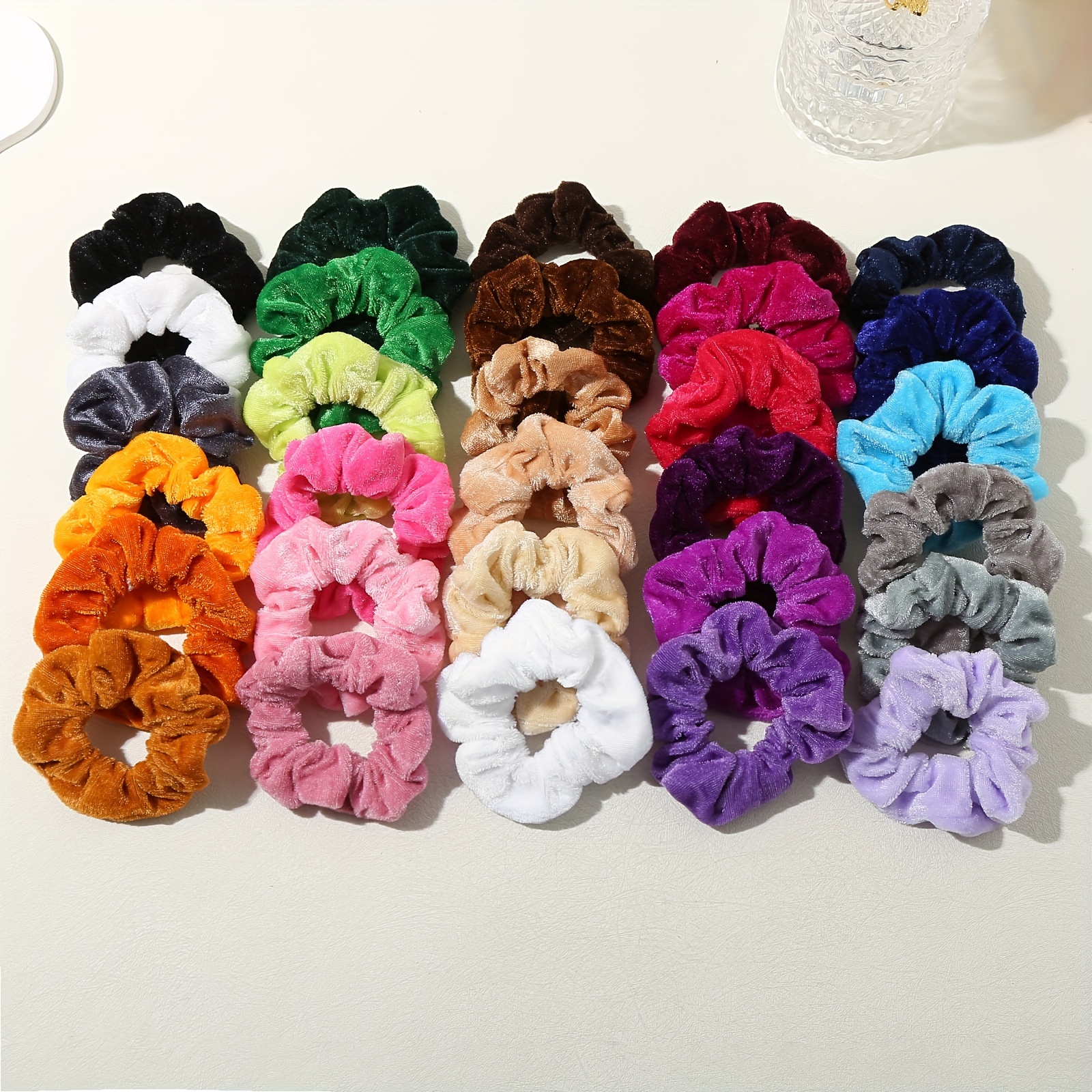 

30pcs Fabric Hair Ties, High Velvet Scrunchies For Women, Hair Bands For Ponytails And Buns