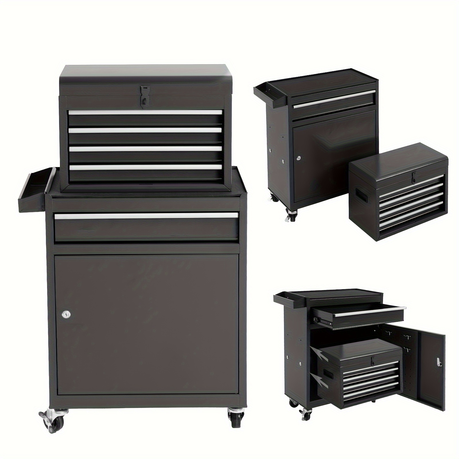 

5-drawer Rolling Tool Chest With Wheeks, Detachable Large Tool Cabinet Mobile Steel Tool Storage Organizer