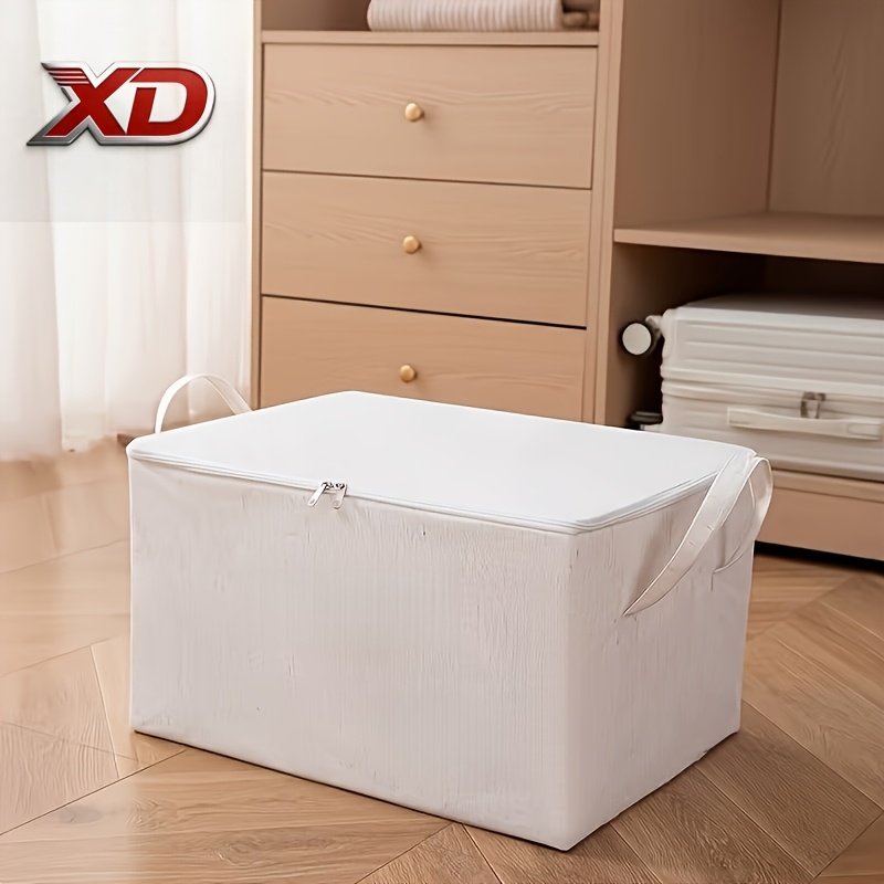 Dx Super Large Capacity White Under-bed Storage Box | Space-, Foldable Design, Suitable For Beds, Wardrobes, And Cars, Stackable, Washable, Sturdy Handles, For Home And Vehicle Use
