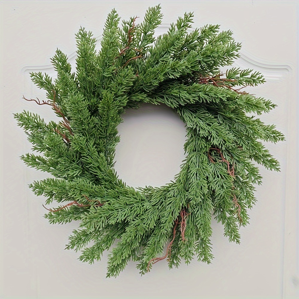 

1pcs Americana Style Christmas Wreath 45cm/17.71inch - Natural Evergreen Front Door Decor For Christmas Holiday, No Feathers, No Electricity Needed