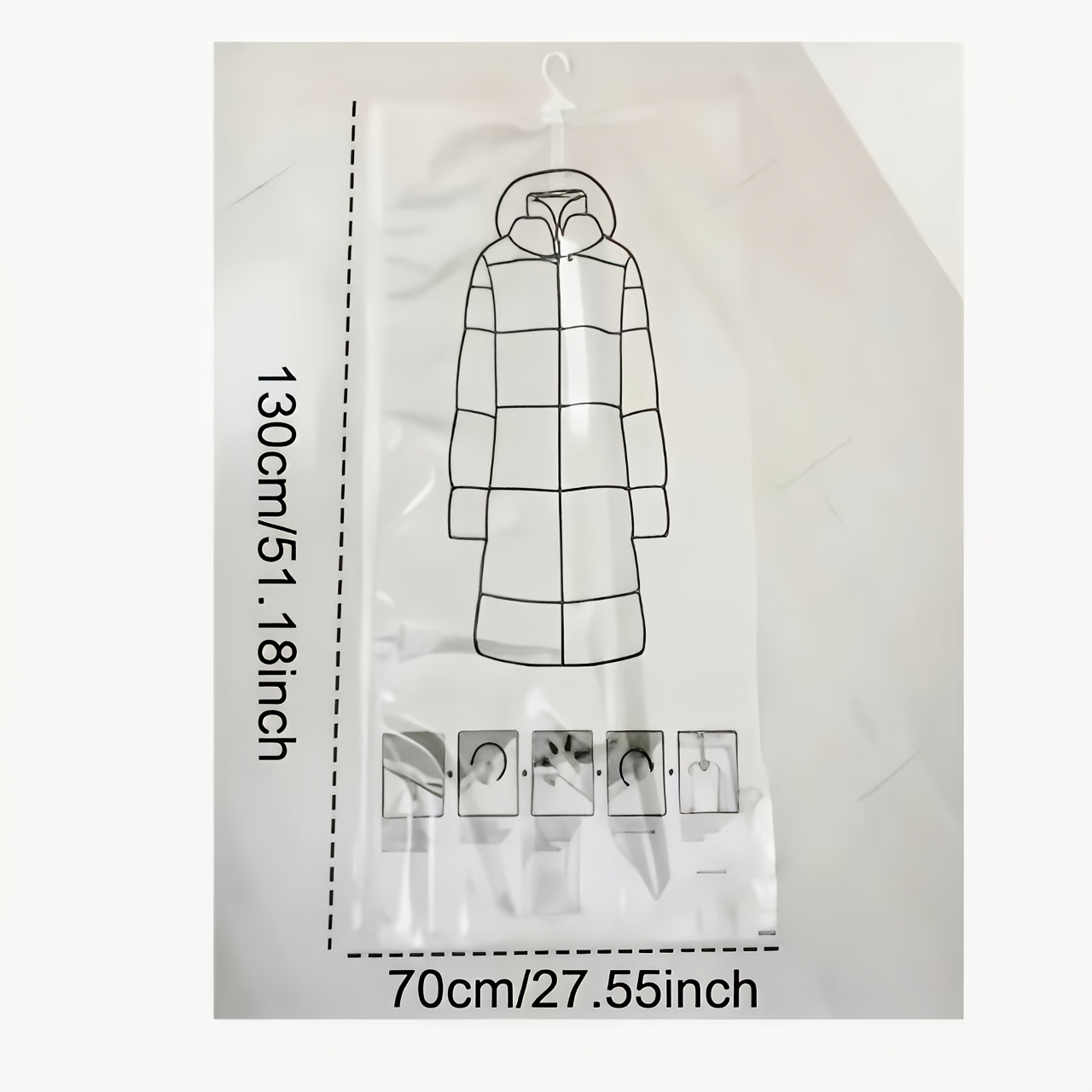 [5-hook Vacuum Bag] 5-hook Oversized Hanging Vacuum Compression Storage Bag | Thick Finishing Bag, Shape, No Electricity, Clothing Protection And Space