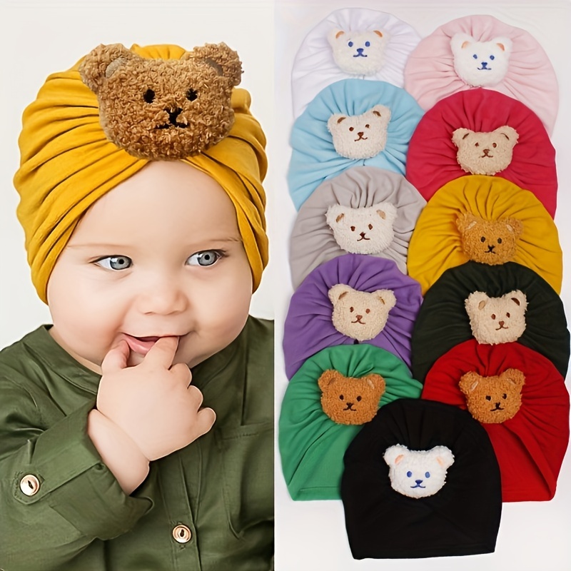 

1pc Cute Baby Plush Warm Hat, Bear Head Design Cozy Toddler Beanie, Soft Winter Cap, For Daily Wear