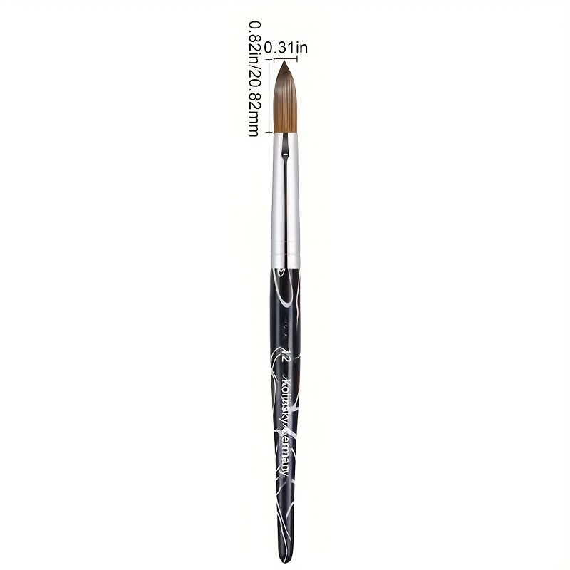 E-shop 100% Reines Kolinsky-Haar Oval Nagelbürste - Professionelles Nagelverlängerungs-Maniküre-Werkzeug für Acryl-Anwendung, Gestreifter
