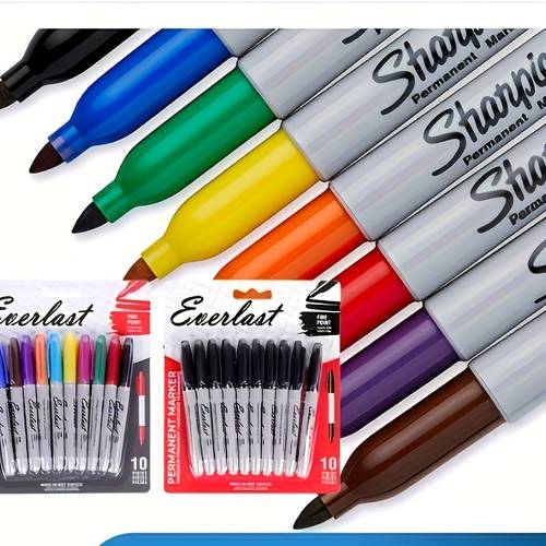 10 pack assorted colors fine point permanent marker set durable quick dry fade resistant multi color writing drawing art supplies for classrooms black multi color pens included