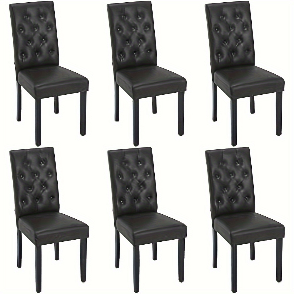 6pcs Set Dining Chairs, Kitchen Chair With High Back, Upholstered Chair, Living Room Chair, Upholstered Chair With Faux Leather Cover And Wooden Legs, For Dining Room & Kitchen