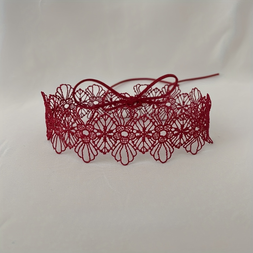 Red Lace Bow Necklace, Fashionable And Versatile Daily Wear Choker, Elegant Lace . The Red Color Makes The Skin Whiter, And Wearing It Can Highlight Personal Temperament And Charm
