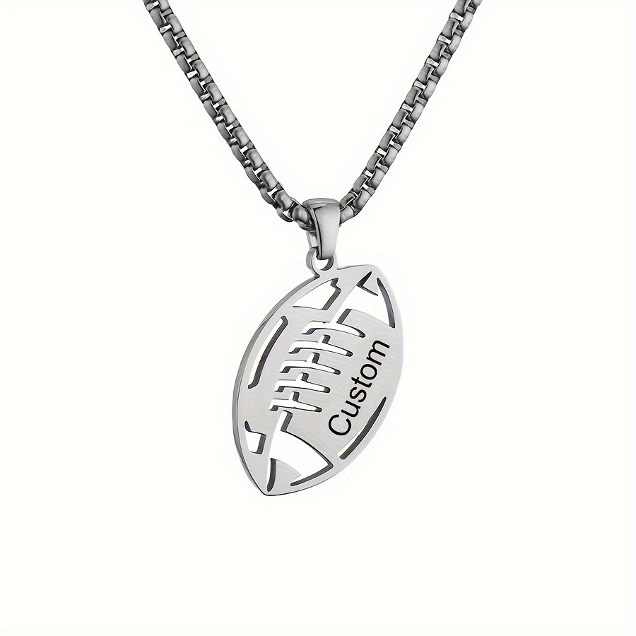 TEMU [custom] 1pc Personalized Stainless Steel Jersey Number Sport Pendant Necklaces Name Necklace For Mens Athletes Sport Pendant Chain Stainless