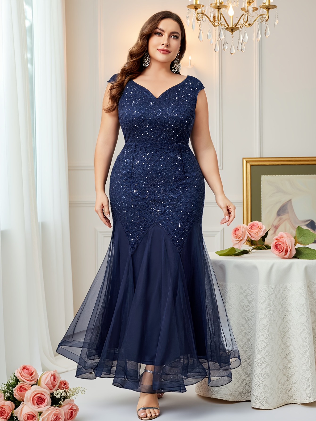 plus size sequin bridesmaid dress EVERPRETTY Plus Size Sequin Mesh Forest Green Dress, Bridesmaid Gown,  Spring/Summer Wedding Guest Evening Dress Party