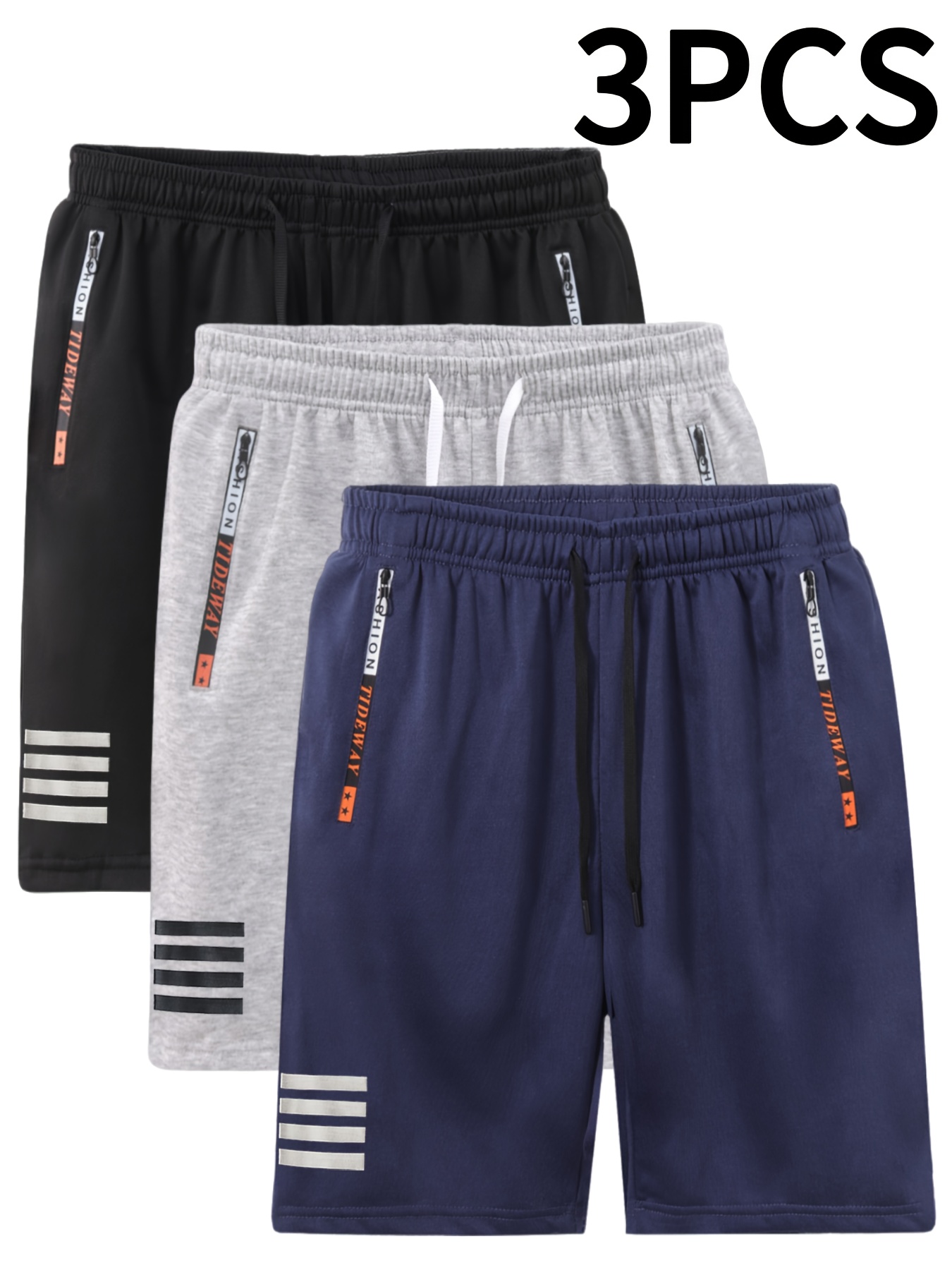   yuan 3er-pack herren freizeit outdoor shorts set - kordelzug, elastischer bund und reißverschluss , einfache multi-  freizeitkleidung,   für laufen, fitness und reisen, indoor- und outdoor-sport, 100% polyesterstoff, maschinenwaschbar