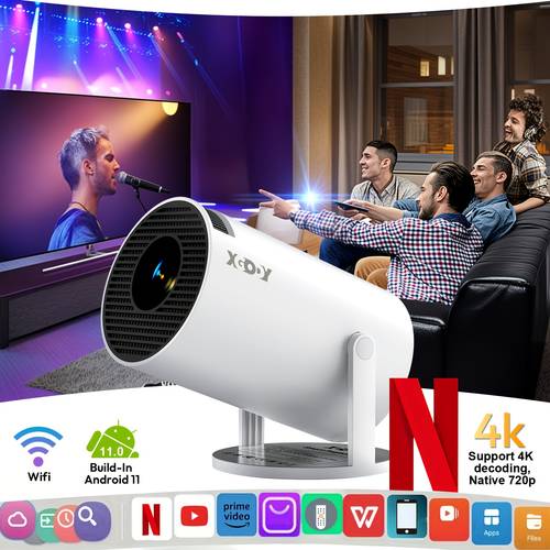 portable projector with 11 dual wifi6 260ansi brightness native 1280x720p hd 4 one hand operation flexible 180 projection angle home theater mini projector