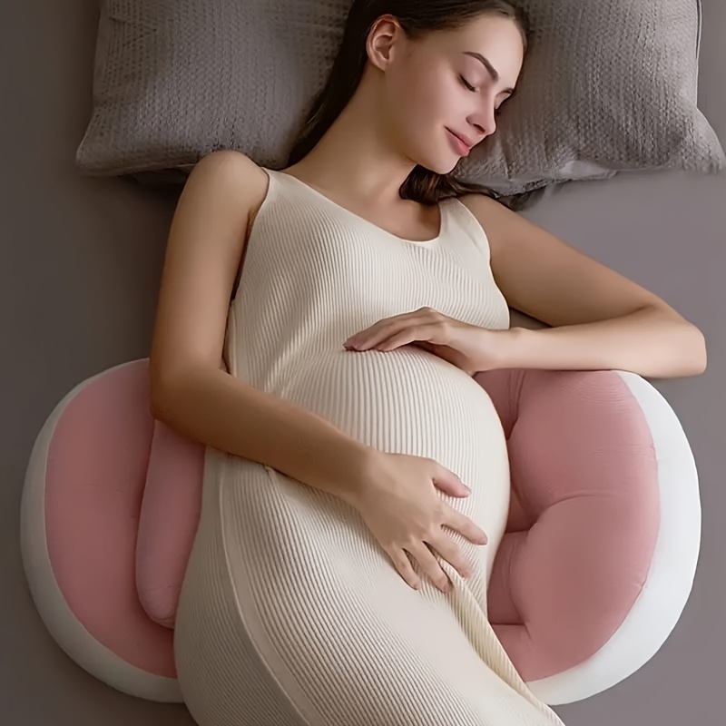 u shaped maternity pillow for side sleepers soft polyester adjustable portable with removable cover   for waist support and belly relief during pregnancy details 1