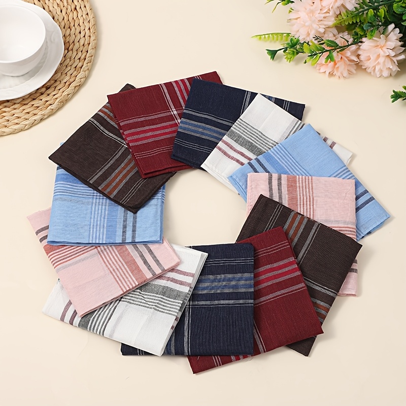 Retro Plaid Handkerchiefs - Set of 12pcs