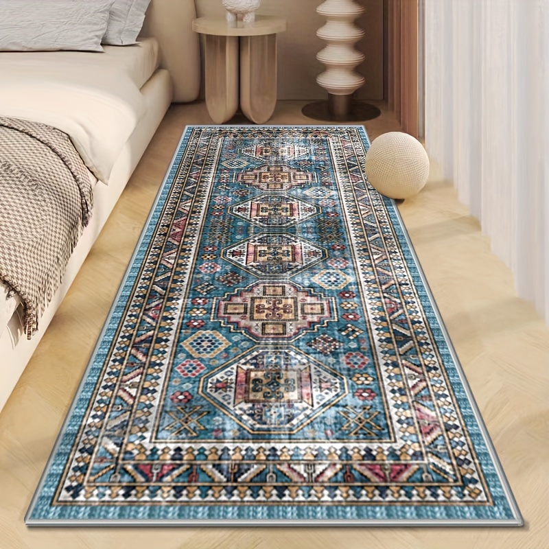 

1pc Simple Corridor Rug, Long Strip Rug Floor Mat Vintage Persian Living Room Stairs Pathway Non-slip Floor Mat, Bedroom Light Luxury Premium Carpet Rug