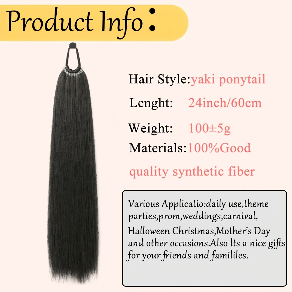 straight   ponytail extension 24 inch synthetic   wrap around long hairpiece with tie basics style suitable for all women multiple colors   from accessories for   use christmas details 5
