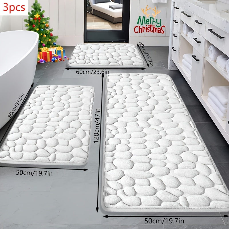 [sponge Density 25d]set Of 3 Ultra-absorbent Bath Mats, Non-slip Floor Mats, Super Soft And Comfortable Premium Bath Rugs, Perfect For Bathtubs, Showers, Bathroom Additions, And Home Decor