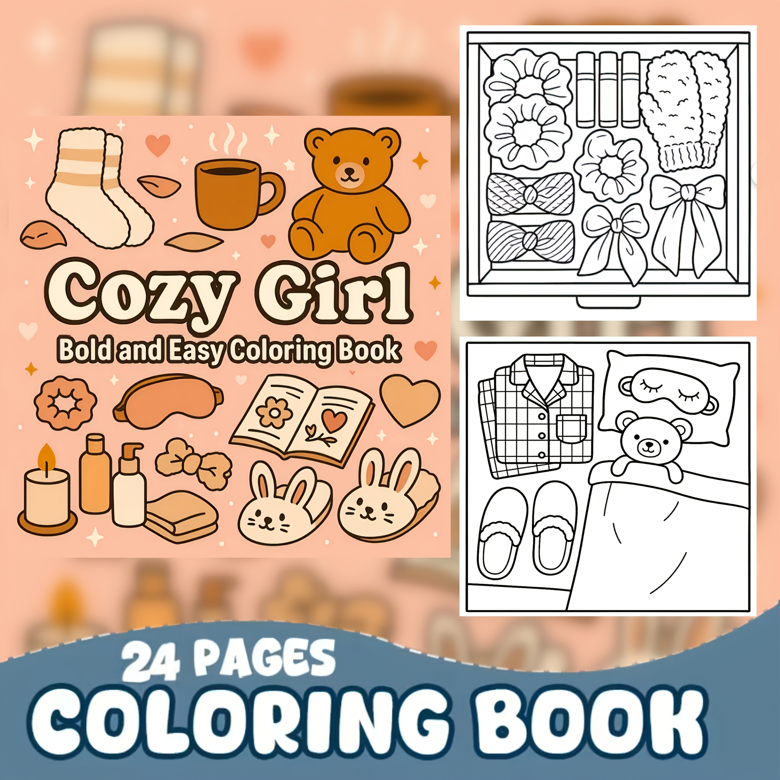 Image of This Cozy Coloring Book, Measuring 7.9 Inches, Features 24 Vibrant And Easy-to-color Illustrations That The , More Comfortable Of Life. From And Fluffy Socks To Loose Sweaters And Cozy Corners