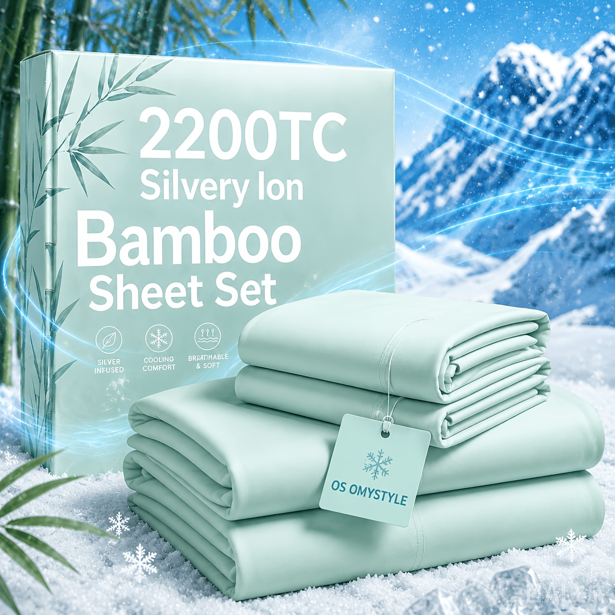 TEMU Ensemble de draps en bambou 2300TC à ions argentés 3/4 pièces, incroyablement doux, literie rafraîchissante pour enfants, anti-transpiration et