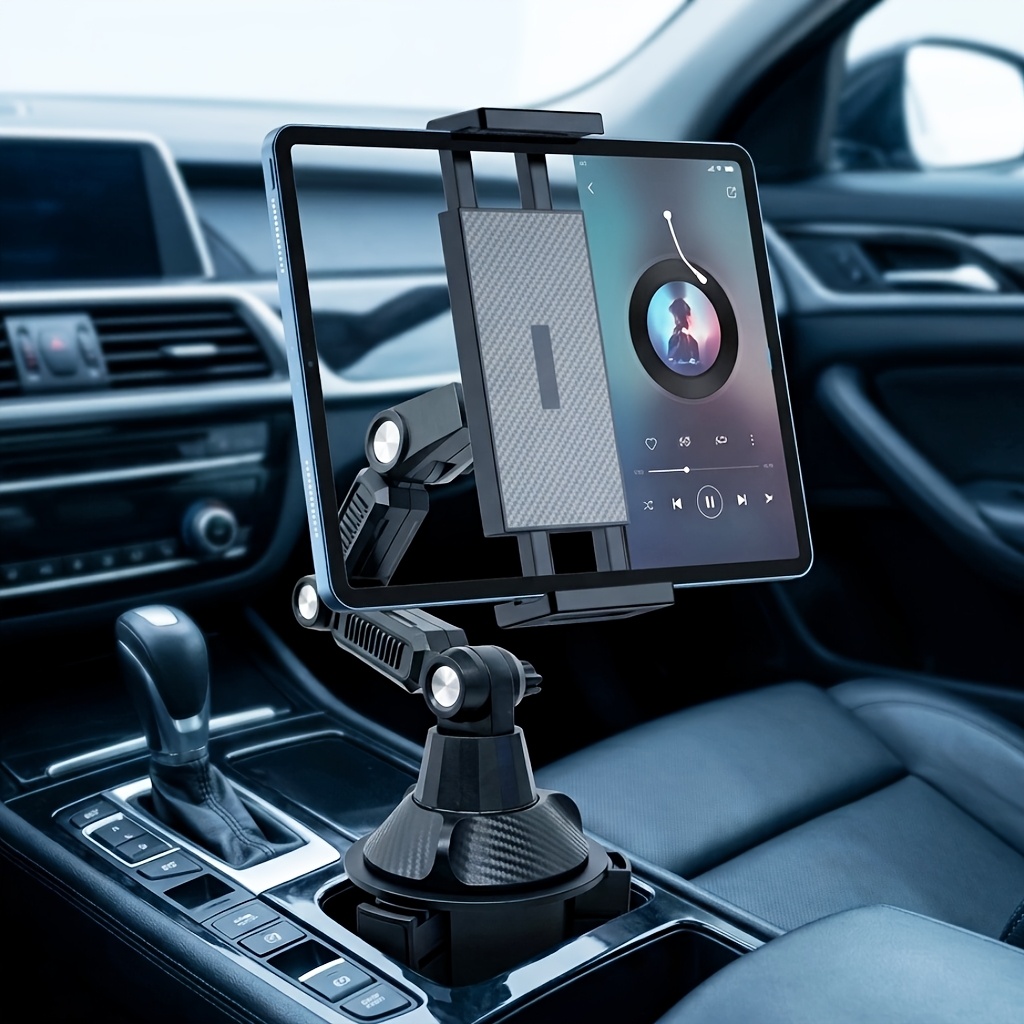 TEMU Car Cup Holder Phone Mount, Adjustable Multi-joint Long Arm Tablet Holder, 360° Rotating Car Mount Cradle Compatible With 4.7-12 Inch Cell