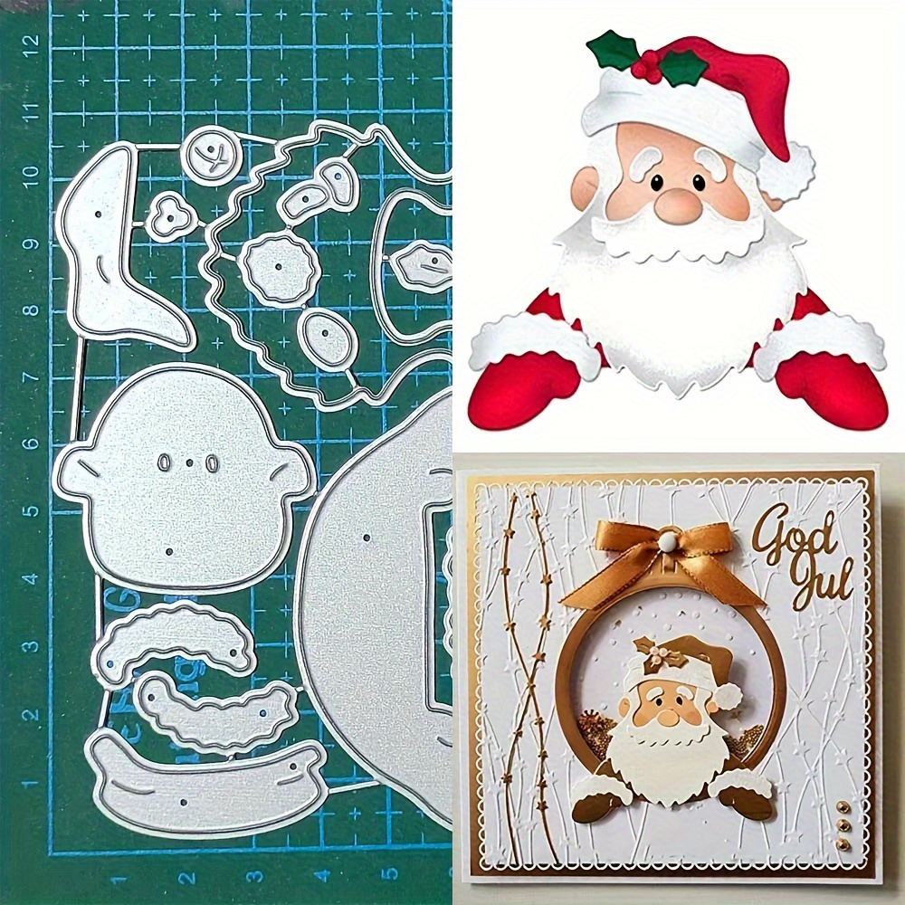 

1pc Christmas Santa Metal Cutting Die - Silvery Scrapbooking Embossing For Diy Card Making, &