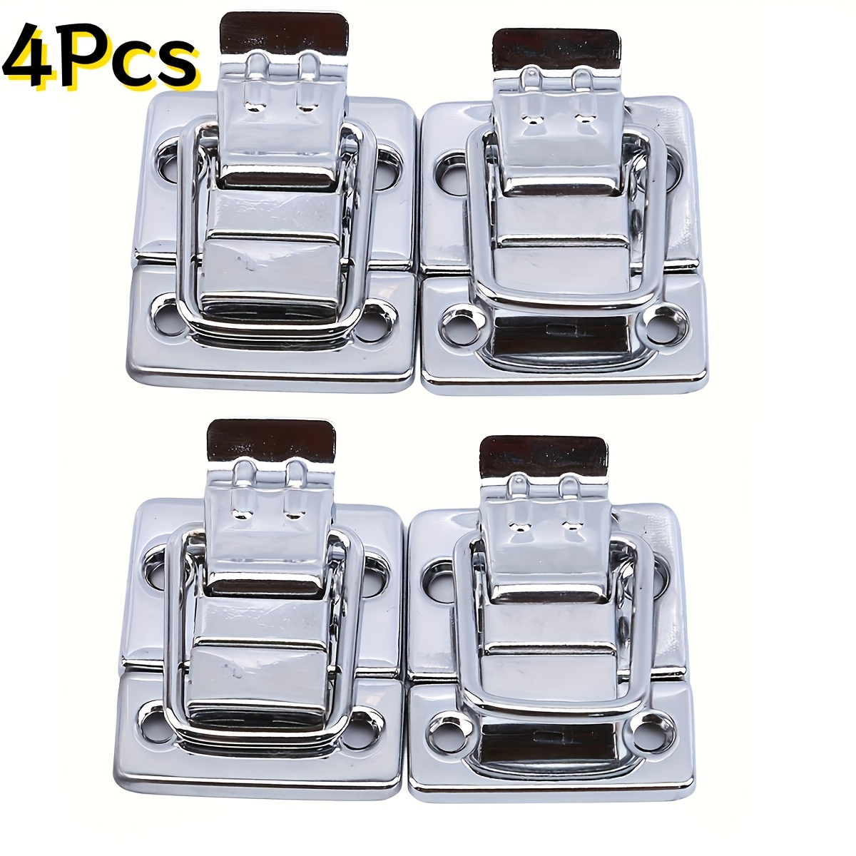 TEMU 4pcs Boucle à charnière chromée en acier inoxydable - Boucle de sécurité pour coffres de poitrine, valises et armoires, ajouts de boucle de sac