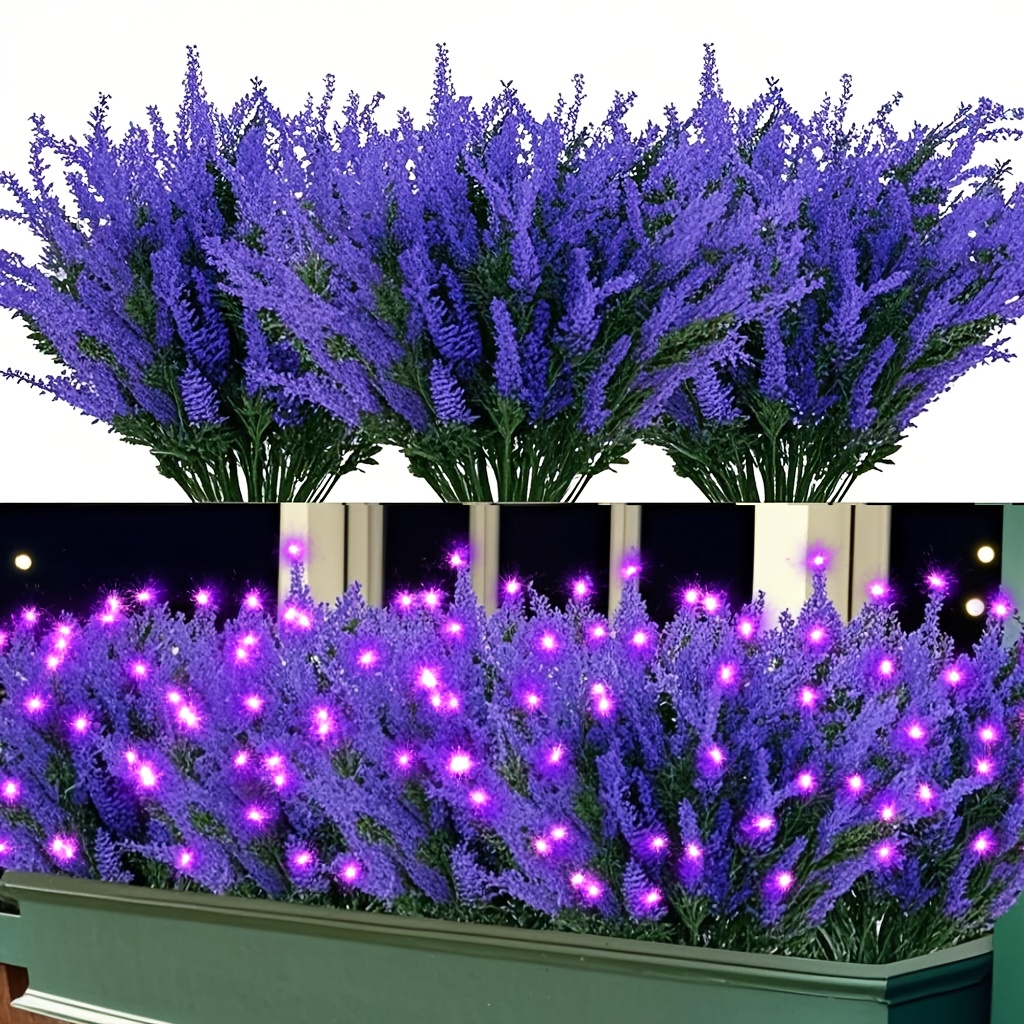 TEMU 2pcs Stainless Steel Solar Lavender Outdoor Decorative Garden Pathway ,, Vibrant Purple Solar-powered Led Landscape Lights, Stake-free Outdoor