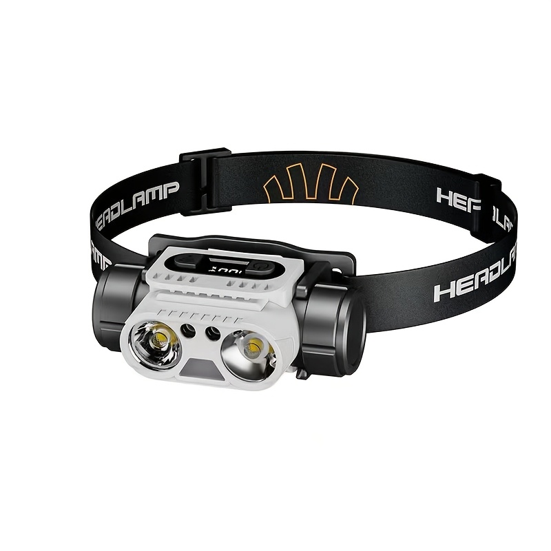 TEMU 1 Led Rechargeable Headlamp With Digital Display, Variable Focus, Usb-c Fast Charging, 18650 Lithium Battery, 1800mah, Portable Emergency