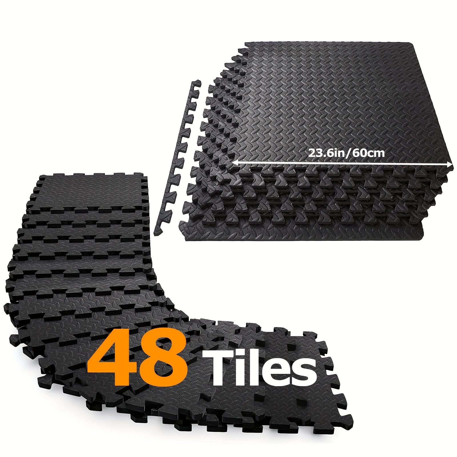 TEMU 0.4inch Gym Mats, Tiles Eva Puzzle Exercise Mat, 23.6in .6in Eva Foam Floor Tiles, Protective Flooring Mats For Gym Equipment