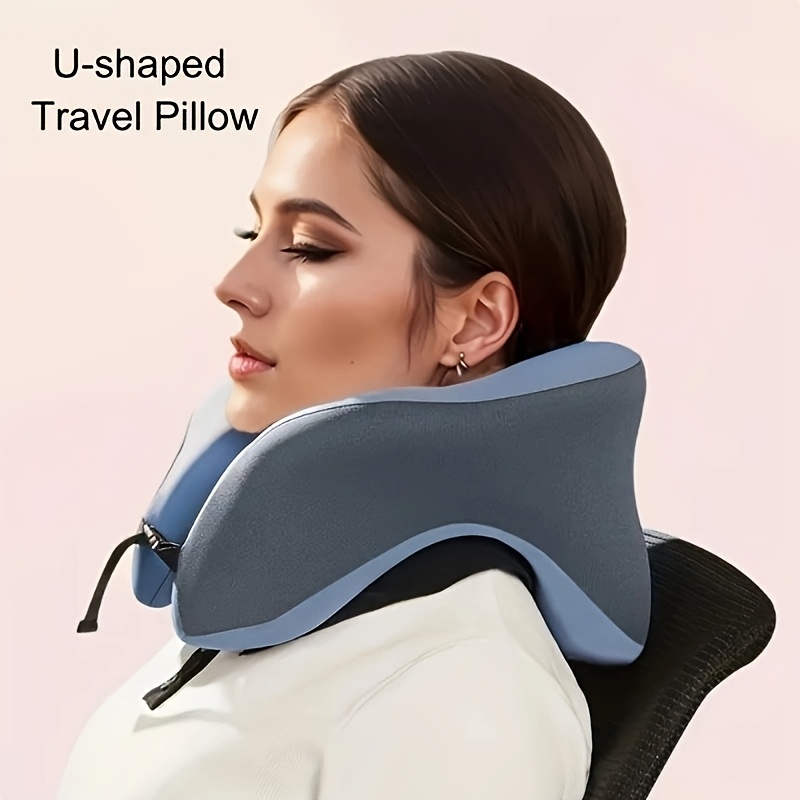 1pc 360 adjustable travel pillow 2 in 1 neck head support   polyester spandex blend smooth texture   storage bag airplane home gaming   adjustable travel pillow oreiller de voyage r glable 360 2