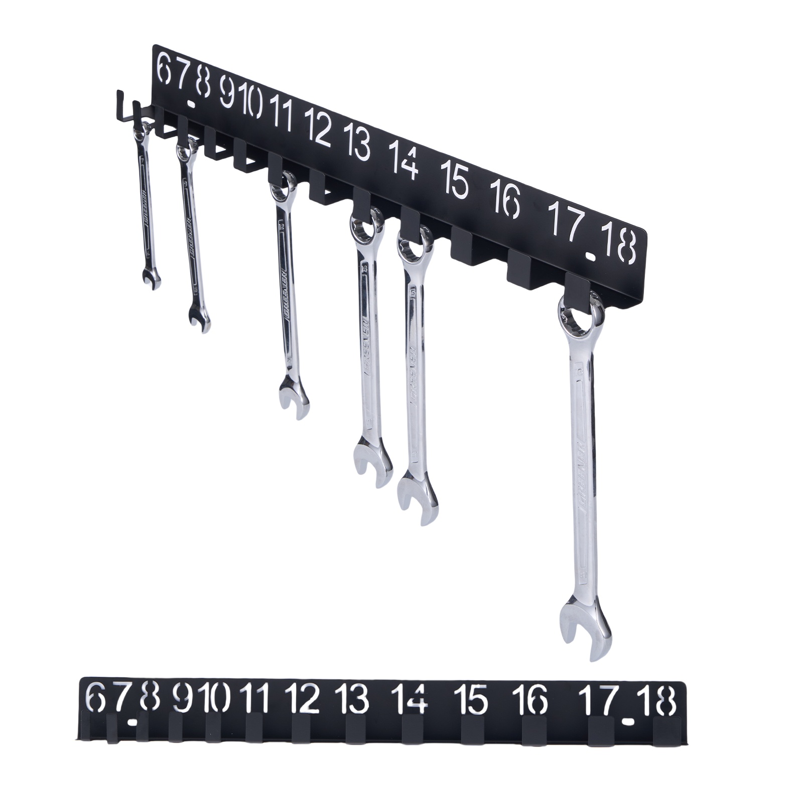Black Metal Wrench Organizer - Sleek Wall-Mounted Storage Rack for Wrenches, Screws, And Bolts, Perfect Gift for Professional Mechanics, Drawer Included, Drawer Organizer | Sleek Metal Rack | Sturdy Metal Rack, Wrench Organizer for Wall