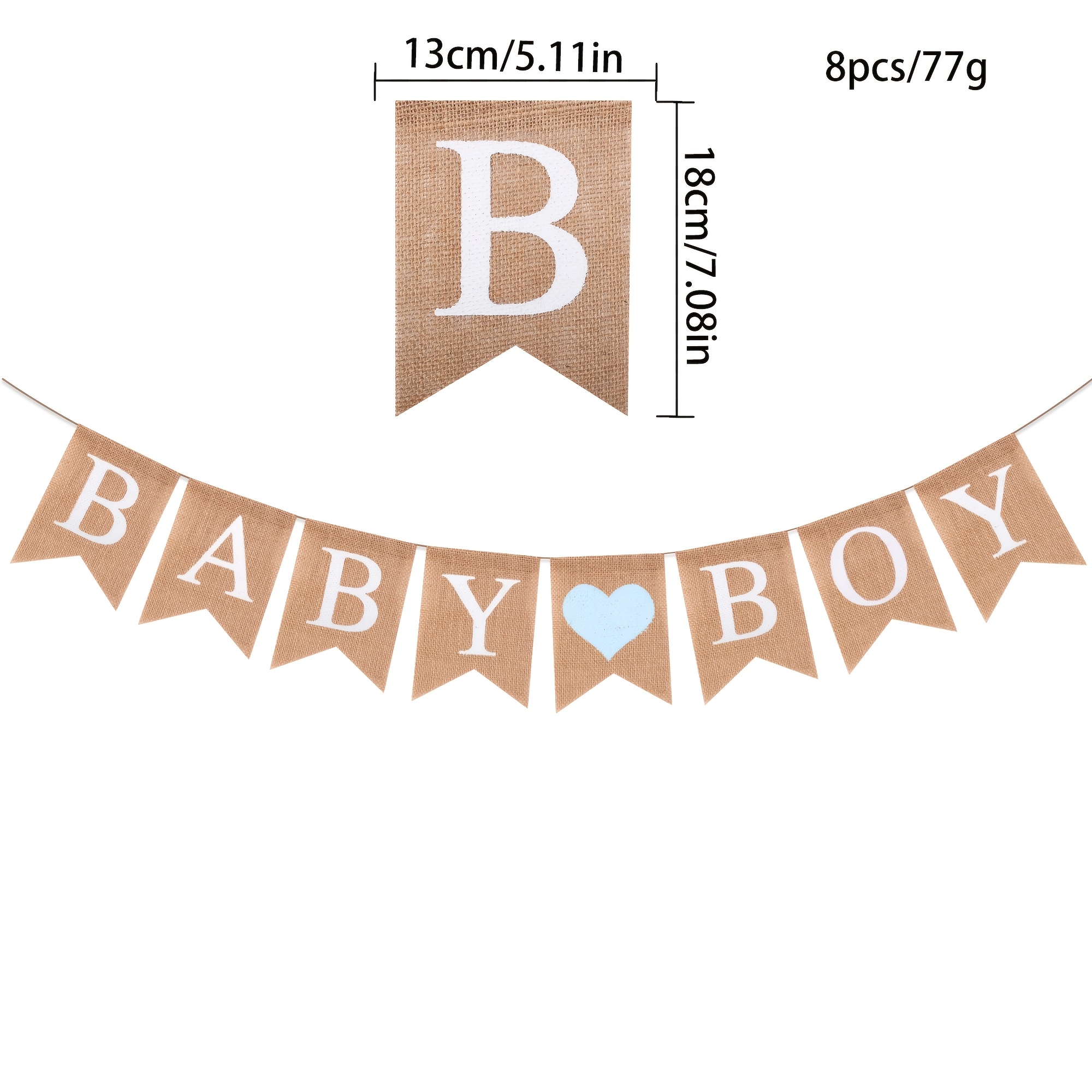 Blue Heart Boy Print Burlap Banner For Shower Party Decorations And Festive Atmosphere Props