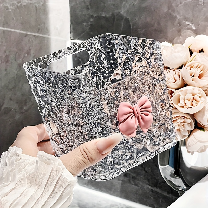 

Chic Bow Tie Wall-mounted Storage Organizer For Bathroom Essentials - Sleek Plastic, Perfect For Toothpaste, Toothbrush & Cosmetics Bathroom Decor And Accessories Bathroom Accessories