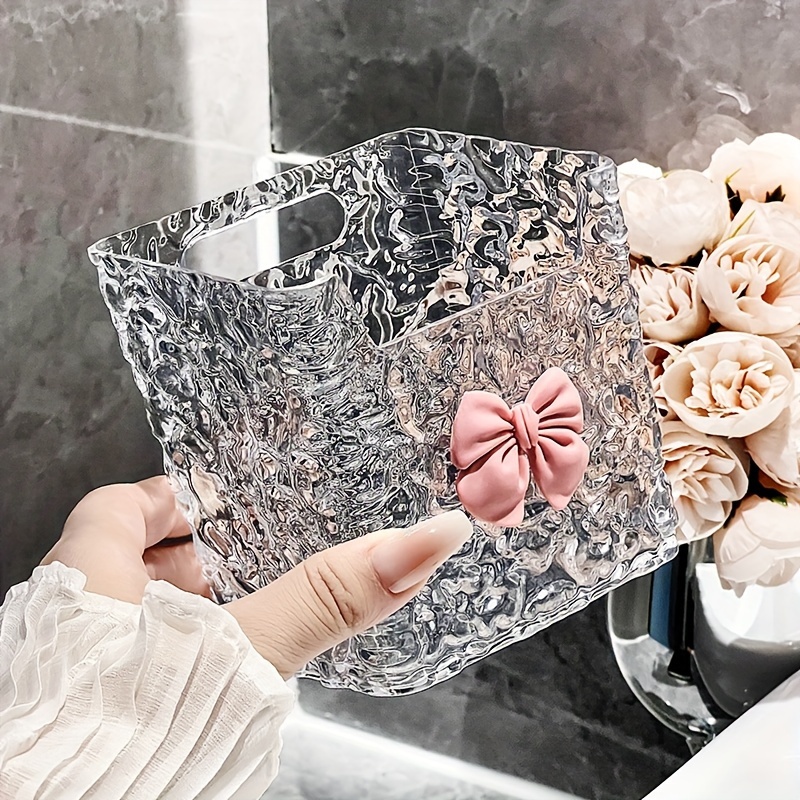 

Ayqw Clear -textured Wall-mounted Storage Box With Pink - Toothpaste, Toothbrushes, - Stylish Bathroom Organizer Accessory, Bathroom Organizers And Storage, Ayqw, Shelves