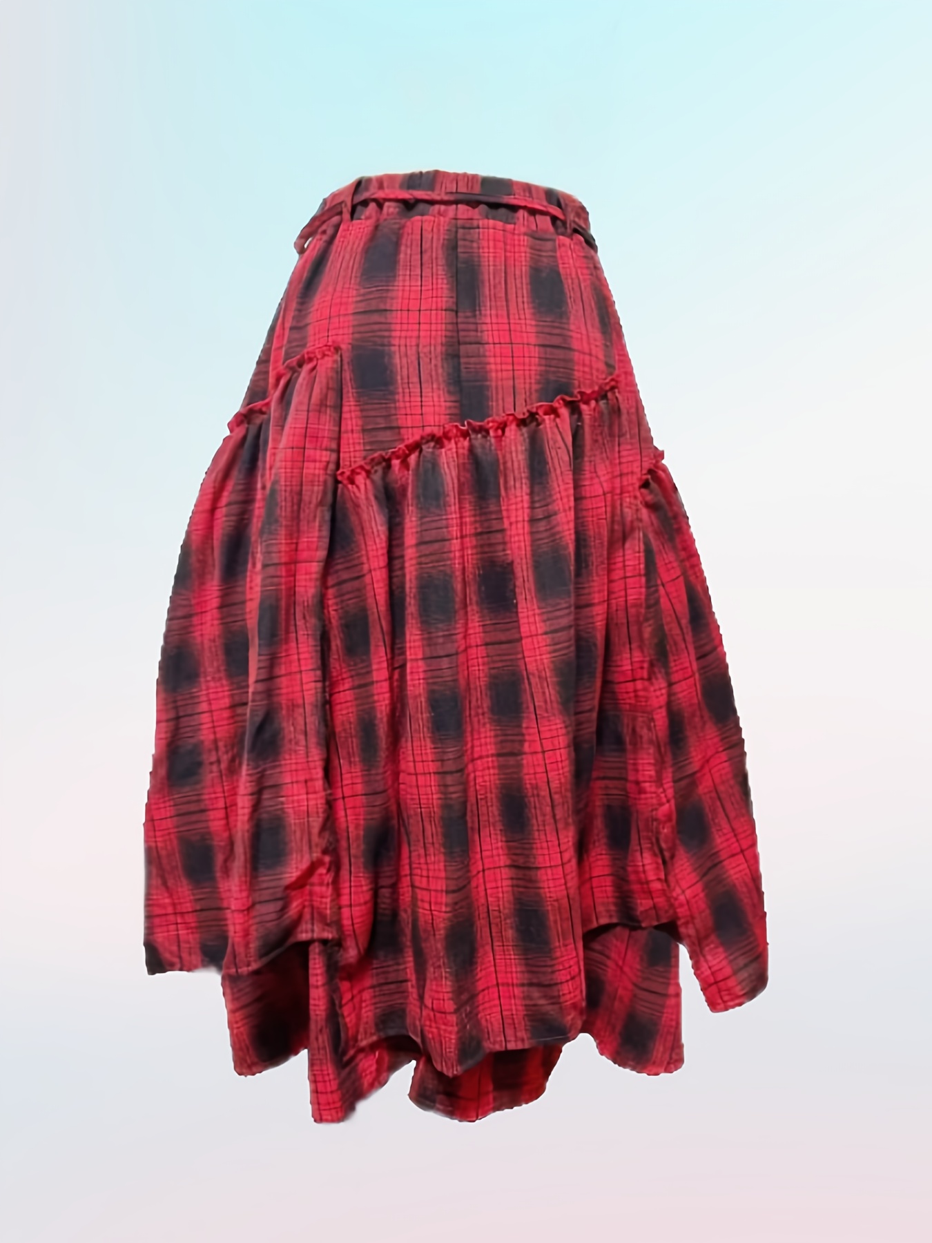 vintage inspired red black maxi skirt asymmetrical hem - Temu
